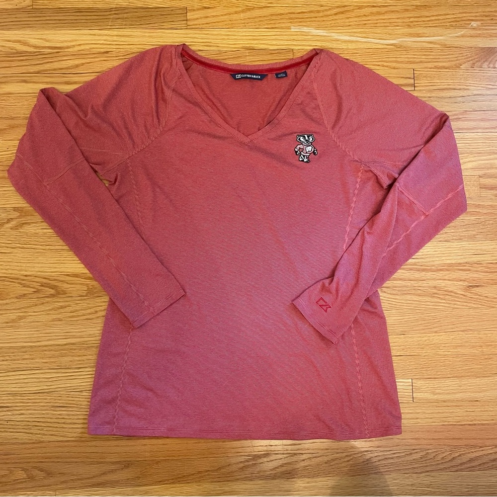 Cutter & Buck Wisconsin Badgers Women’s V Neck Long Sleeve Tee